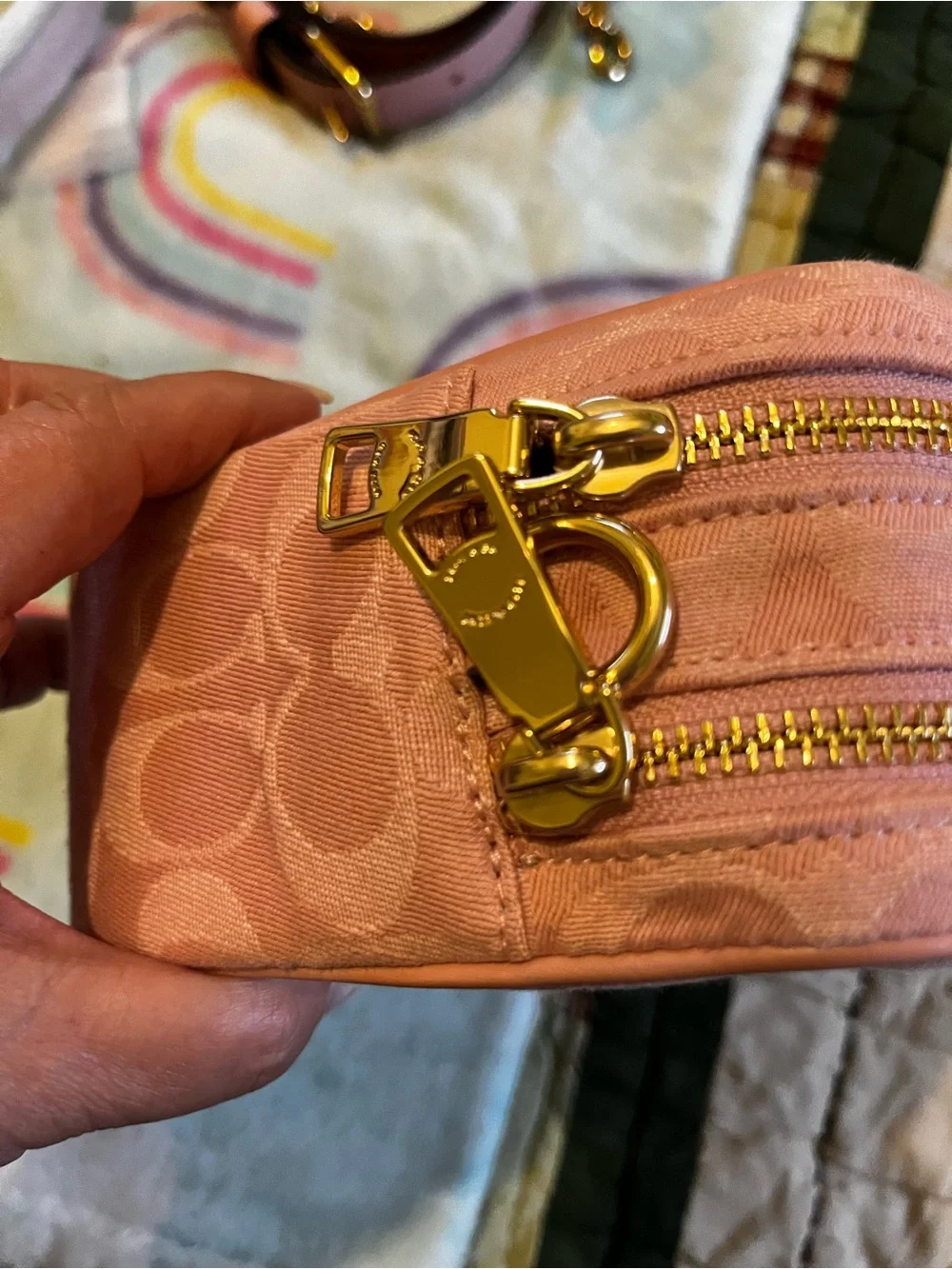 Coach Pink Signature Denim Carey Mini Bag And Wristlet - Picture 14 of 16